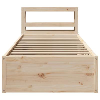 Bedframe met hoofdbord massief grenenhout 75x190 cm