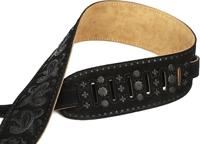 Levys Leathers PMS44T03-BLK lederen gitaarband, paisley, zwart - thumbnail