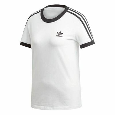 Dames-T-Shirt met Korte Mouwen Adidas 3 stripes Wit - Maat: 32