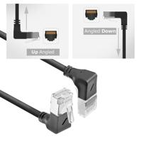 ACT Zwarte 0.5 meter U/FTP CAT6A LSZH Slimline patchkabel met RJ45 connectoren 90° haaks beneden na - thumbnail