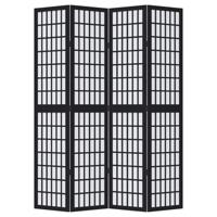 Kamerscherm met 4 panelen massief paulowniahout zwart - thumbnail