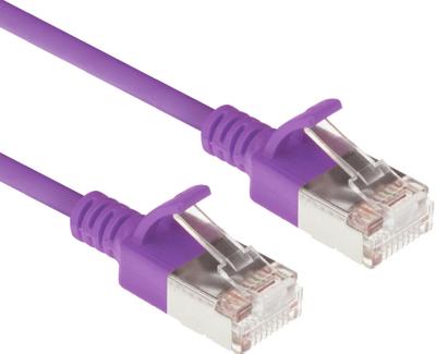 ACT Paarse 5 meter LSZH U/FTP CAT6A datacenter slimline patchkabel snagless met RJ45 connectoren