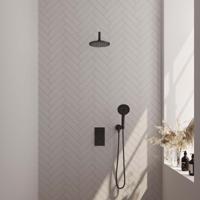 Thermostatische inbouw regendouche SET 33 met omstelling, zwarte afwerking - thumbnail