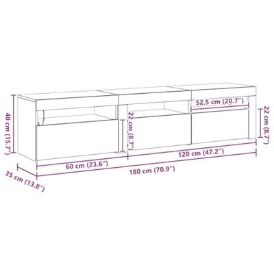 Tv-meubels 2 st met LED bewerkt hout zwart eikenkleurig