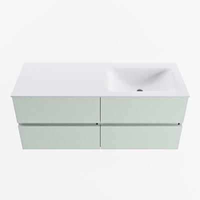 MONDIAZ VICA 120cm badmeubel onderkast Greey 4 lades. Wastafel CLOUD rechts zonder kraangat, kleur Talc.