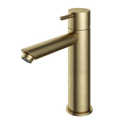 Hotbath Cobber - Wastafelmengkraan - zonder Waste - Laag - Geborsteld Messing PVD - Opbouw - Messing - V09