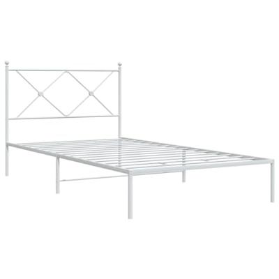 Bedframe met hoofdbord metaal wit 100x190 cm
