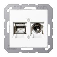 Coax en UTP aansluiting wit Jung AS500 multimedia voor televisie en computer - thumbnail