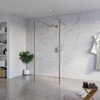 Fortifura Galeria Vrijstaande Inloopdouche - 90x200cm - Helder - antikalk - 8mm veiligheidsglas - 2 zijwanden 30cm - wandsteunen en hoekprofielen - Geborsteld Gunmetal PVD SW927771 2x/SW797926/SW797909 2x/SW798732 2x - thumbnail