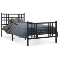 Bedframe met hoofd- en voeteneinde metaal zwart 100x190 cm - thumbnail
