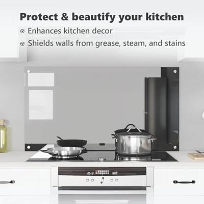 VidaXL Keuken spatscherm donkergrijs 110 x 60 cm gehard glas