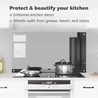 VidaXL Keuken spatscherm donkergrijs 110 x 60 cm gehard glas - thumbnail