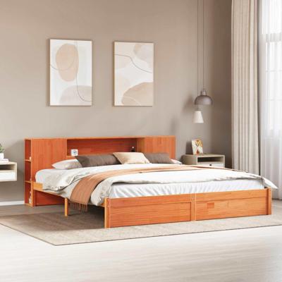 Bedframe met opberghoofdeksel 2 pcs Wasbruin Massief Vurenhout