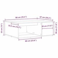 Salontafel Zwart eiken 90 x 67 x 33 cm Bewerkt hout - thumbnail