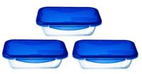 Set van 3 lunchboxen - PYREX - Cook & Go - Glas - Rechthoekig - Luchtdicht deksel - 0,8 L - thumbnail
