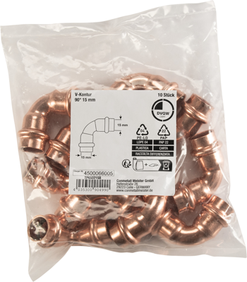 Cornat Perskoppeling Boog 90Gr 15Mm 10St - TP650215B Cornat Perskoppeling Boog 90Gr 15Mm 10St - TP650215B