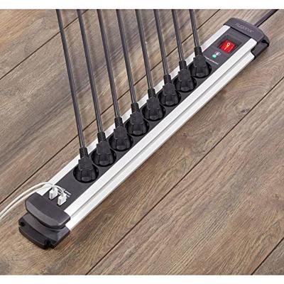 Sygonix SY-4755606 Overspanningsveilige stekkerdoos 8-voudig Zilver, Zwart 1 stuk(s)