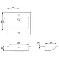 Wasbak 600x450x120 mm graniet wit - thumbnail
