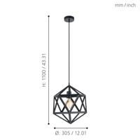 Eglo Hanglamp Embleton 30,5cm zwart 49761 - thumbnail