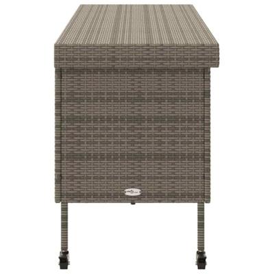Tuinbox met wielen 160x55x75 cm poly rattan grijs