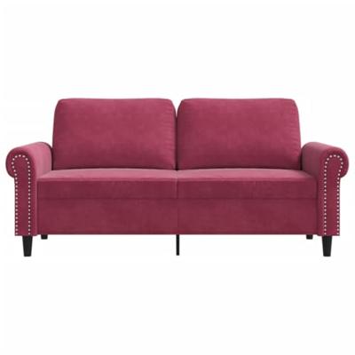 Tweezitsbank 140 cm fluweel wijnrood