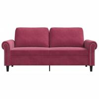 Tweezitsbank 140 cm fluweel wijnrood - thumbnail