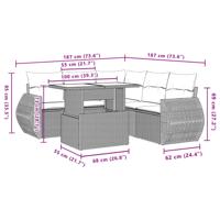 6-delige Loungeset met kussens poly rattan bruin - thumbnail