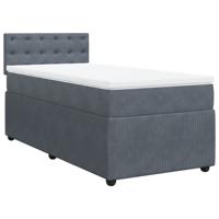 Boxspring met matras fluweel donkergrijs 90x190 cm - thumbnail