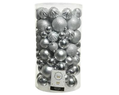 Kerstballen koker a 100 kunststof zilver