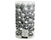 Kerstballen koker a 100 kunststof zilver - thumbnail