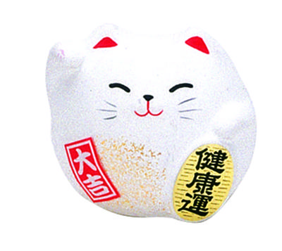 Witte Lucky Cats Figuur - Decoratief Geluksymbool - 5.5cm