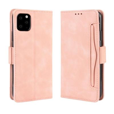 Portemonnee stijl huid gevoel kalf patroon lederen draagtas voor iPhone XIR 2019 met aparte kaartsleuf (roze)