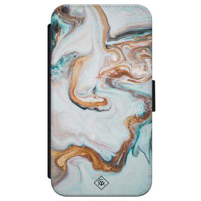 iPhone X/XS flipcase - Marmer blauw goud