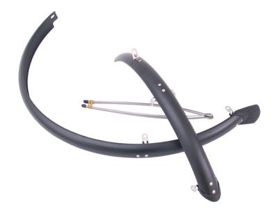 Spatbordset 28" 45 mm kunststof compleet met stangenset - mat zwart