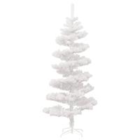 Kunstkerstboom met verlichting en standaard 150 cm PVC wit - thumbnail
