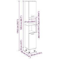Badkamerkast Zwart Eiken 30 x 30 x 179 cm Bewerkt hout - thumbnail