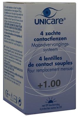 Unicare Unicare Maandlenzen +1.00 (4st) Unicare Unicare Maandlenzen +1.00 (4st)