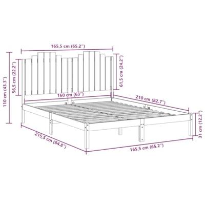 Bedframe extra lang zonder matras massief hout 160x210 cm