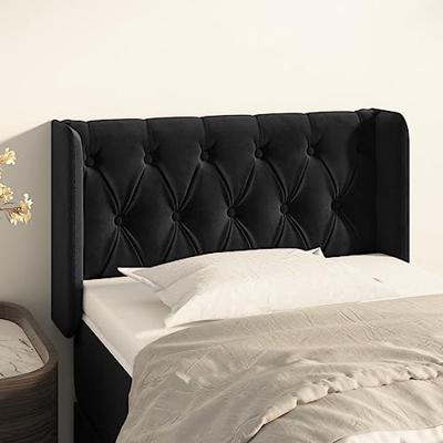 Hoofdbord met randen 83x16x78/88 cm fluweel zwart