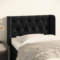 Hoofdbord met randen 83x16x78/88 cm fluweel zwart - thumbnail