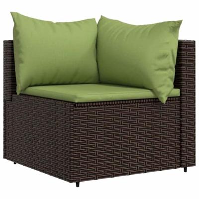 3-delige Loungeset met kussens poly rattan bruin