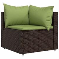 3-delige Loungeset met kussens poly rattan bruin - thumbnail
