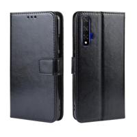Retro Crazy Horse textuur horizontale Flip lederen case voor Huawei Honor 20 met houder & kaartsleuven & fotolijstjes (zwart) - thumbnail