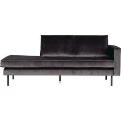 WOOOD Daybed 'Rodeo' Rechts, Velvet, kleur Antraciet