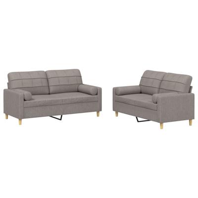 2-delige Loungeset met kussens stof taupe