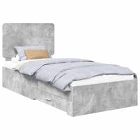 Bedframe met hoofdeinde Beton Grijs 75 x 190 cm Bewerkt hout - thumbnail