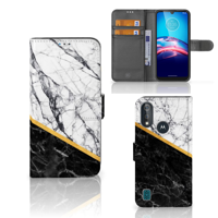 Bookcase Moto E6s Bookcase Marmer Wit Zwart - Origineel Cadeau Man - thumbnail