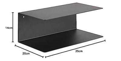 Bendt Wandplankje 'Nonny' met dubbele plank, 35cm, metaal, kleur Zwart Bendt Wandplankje 'Nonny' met dubbele plank, 35cm, metaal, kleur Zwart