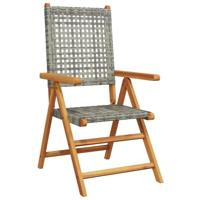 Tuinstoelen 8 st verstelbaar poly rattan en massief hout grijs - thumbnail