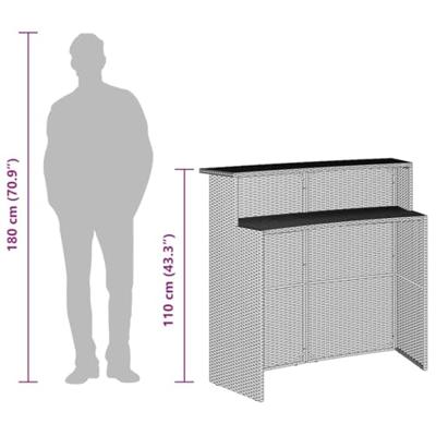 3-delige Tuinbarset met kussens poly rattan zwart
